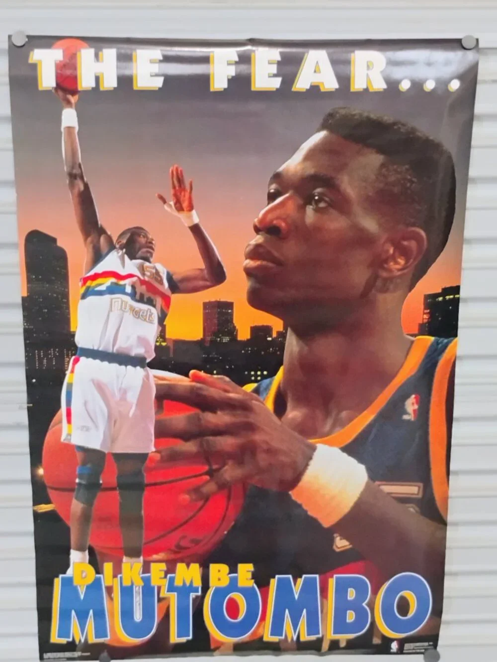 Dikembe Mutombo THE FEAR Denver Nuggets NBA Rare VTG 92 Costacos Poster 23x35